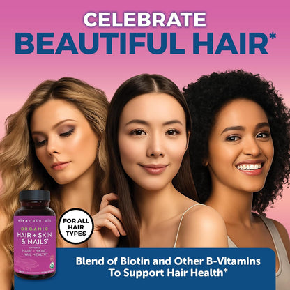 Biotin 5000 mcg Hair Skin Nails Vitamins for Women – Organic and Vegetarian-Friendly Supplement with Vitamin E, B-Vitamins, Spirulina, Horsetail and Superfood Blend to help Produce Keratin –120 Count