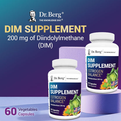 Dr. Berg DIM Supplement Estrogen Balance - Original Estrogen Supplement for Women with Diindolylmethane & Black Pepper for Enhanced Absorption & Menopause Support* - 60 Capsules