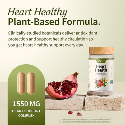 Snap Supplements Heart Health Support Supplement with Beets, 90 Capsules | Botanical Support for Heart Health, Healthy Circulation, and Nitric Oxide Levels, Vegan, Non-GMO (Packaging May Vary)
