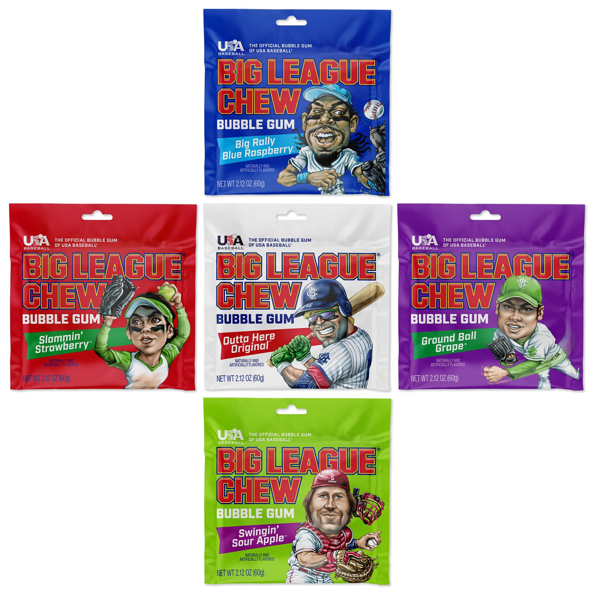 Big League Chew Variety Pack - Chewing Bubble Gum, Pack of 7 Flavors