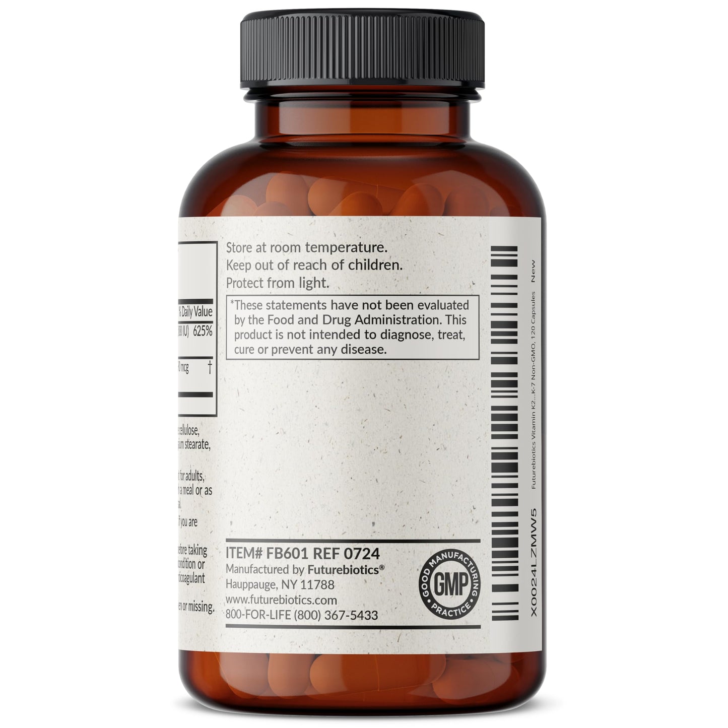 Futurebiotics Vitamin K2 (MK7) with D3 Supplement - Non-GMO Formula - 5000 IU Vitamin D3 & 90 mcg Vitamin K2 MK-7, 120 Vegetarian Capsules