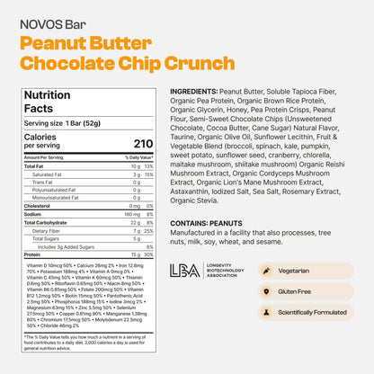 Novos Longevity Protein Bar | 15g Protein, 20 Superfoods, 5 Longevity Ingredients for Men & Women | Supports Skin, Mind & Mood | Mixed Berry Crunch (12-Pack)