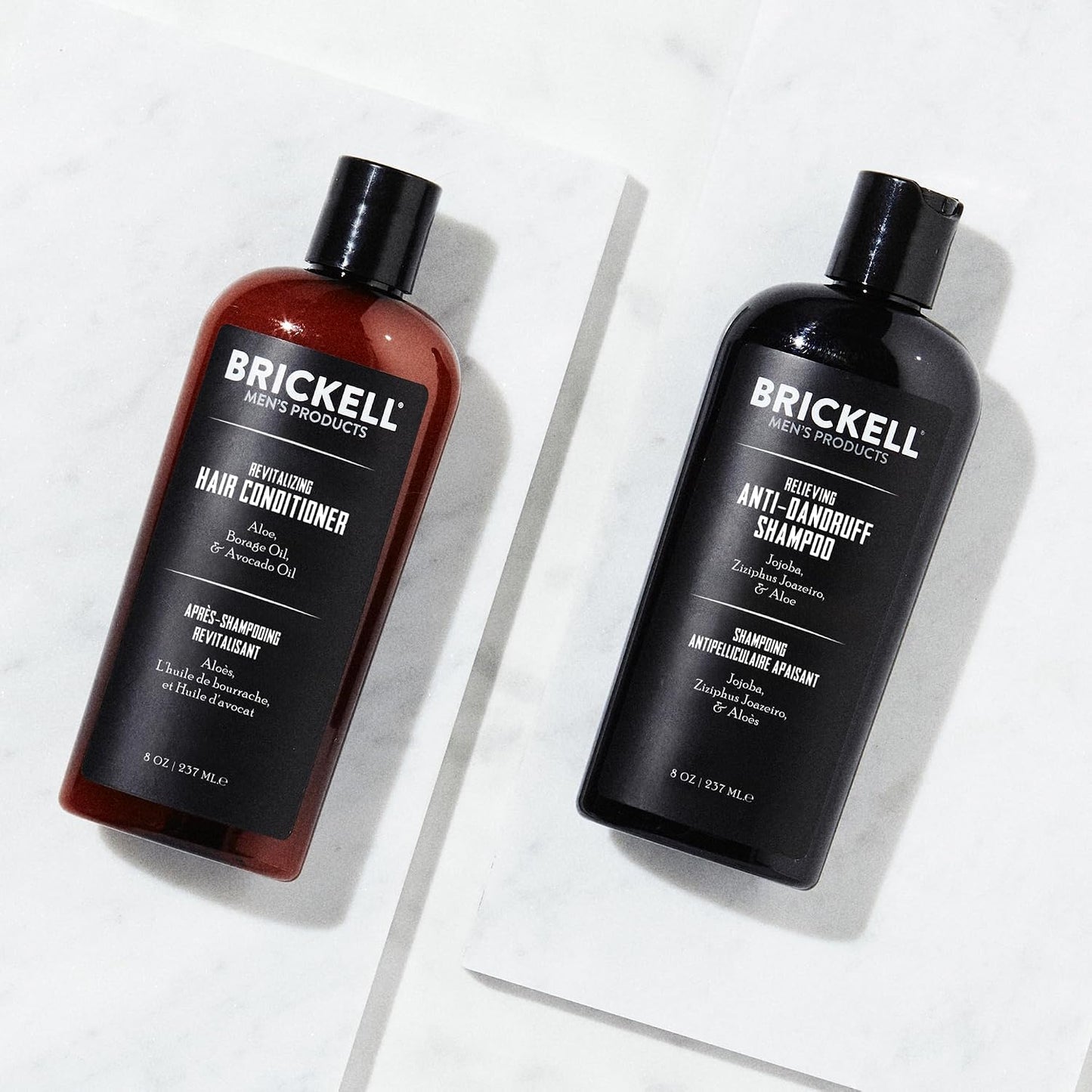 Brickell Men's Daily Relieving Hair Care Routine, Dandruff Shampoo & Conditioner Set For Men, With Salicylic Acid, Jojoba, and Zizyphus Joazeiro, Scented