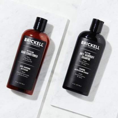 Brickell Men's Daily Relieving Hair Care Routine, Dandruff Shampoo & Conditioner Set For Men, With Salicylic Acid, Jojoba, and Zizyphus Joazeiro, Scented