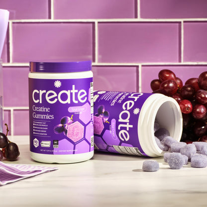 Create Creatine Monohydrate Gummies for Men & Women, Boost Focus, Strength, and Endurance, Anti-Melting Formula, Vegan, Gluten-Free, Non-GMO, 1.5g of Creatine per Gummy (Orange)