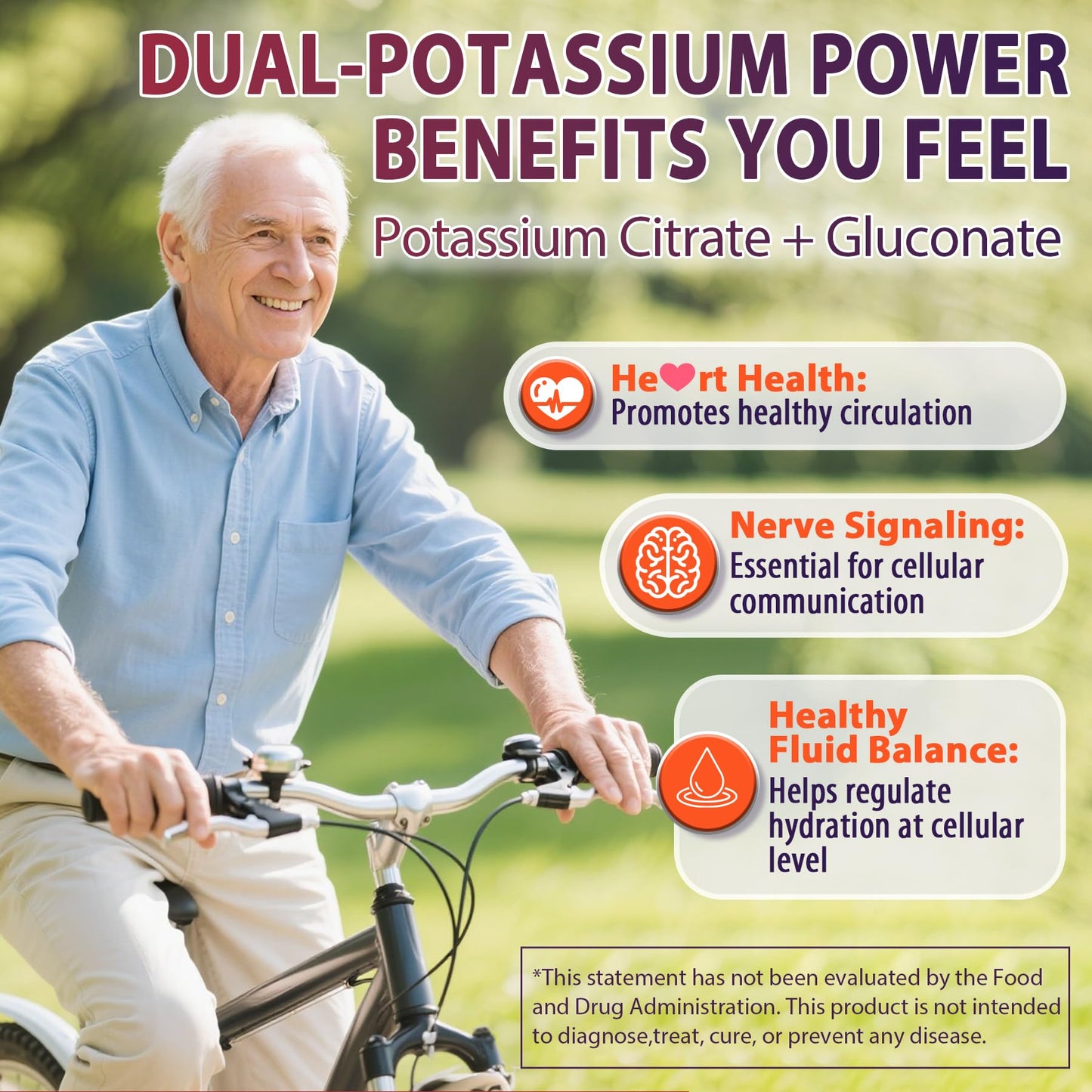 Potassium Citrate and Potassium Gluconate Supplement, 1200mg Two Forms of Potassium Gummies, w/Magnesium, Omega-3, Calcium, Vitamin D3 K2 B12 E B6, Folate for Mṵṣḉḷḙ, Nerves, Health Bones, 120Cts