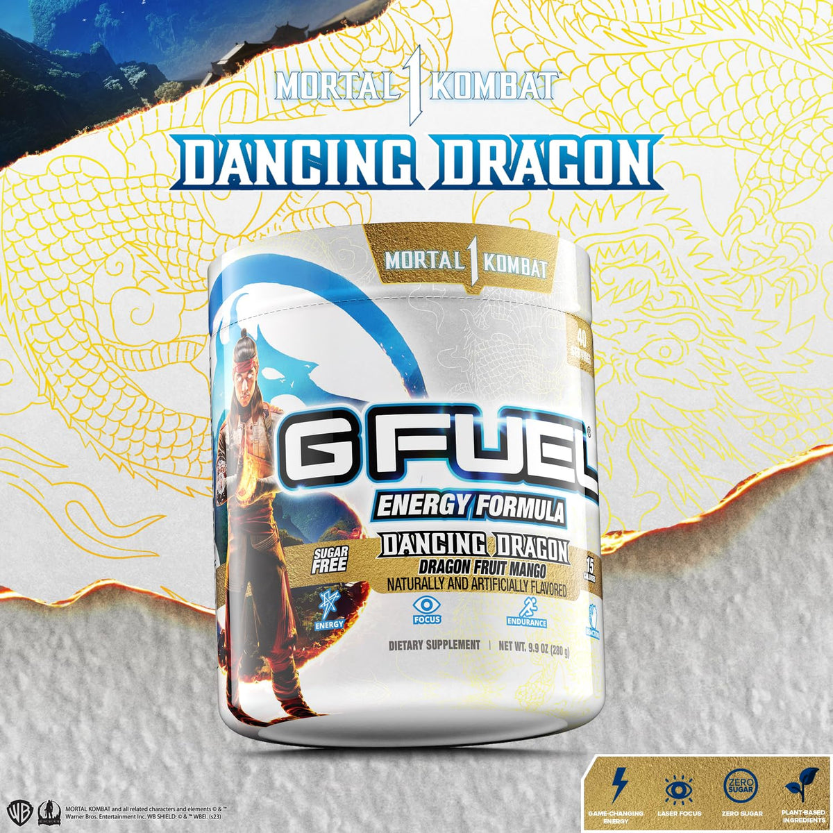 G fuel Mortal Kombat Dancing Dragon Energy Powder, Sugar Free, Clean Caffeine Focus