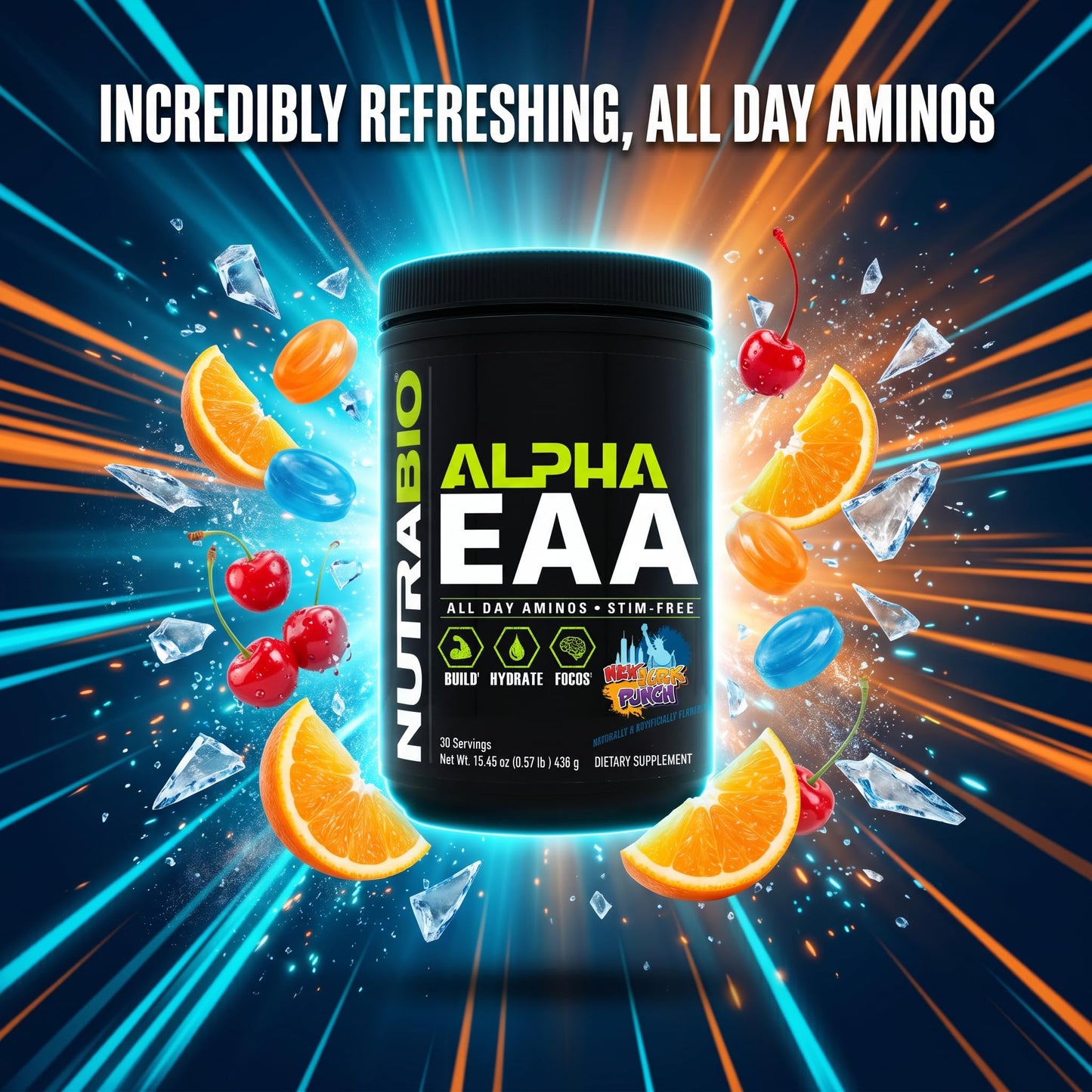 NutraBio Alpha EAA - All-Day Amino Acids for Muscle Growth and Hydration - Essential Amino Acids with Nootropics & Adaptogens- Full Spectrum EAA BCAA Powder - 30 Servings - Strawberry Lemon