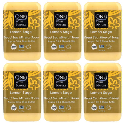 One With Nature Dead Sea Mineral Soap, Lemon Sage, 7-Ounces (Pack of 6)