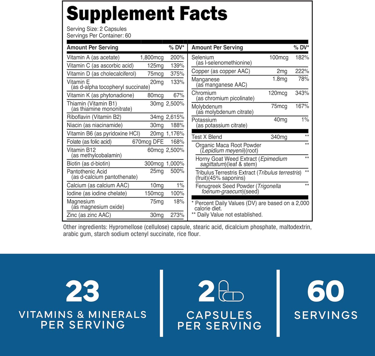Type Zero Multivitamin Capsules for Men (1200mg) 120 Capsules, Gluten-Free
