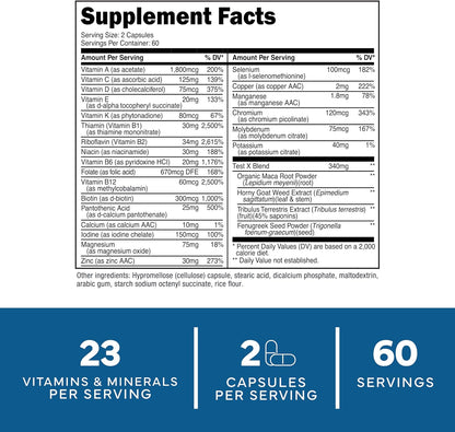 Type Zero Multivitamin Capsules for Men (1200mg) 120 Capsules, Gluten-Free