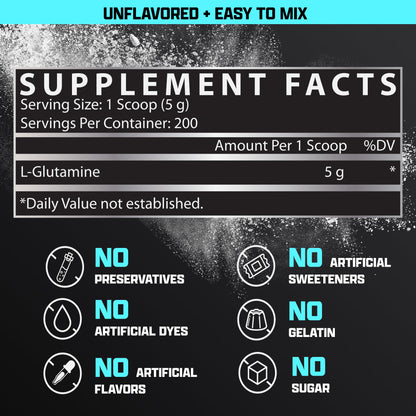 Nutrex Research L-Glutamine Powder - 200 Servings - Pure Unflavored, Non-GMO & Gluten Free