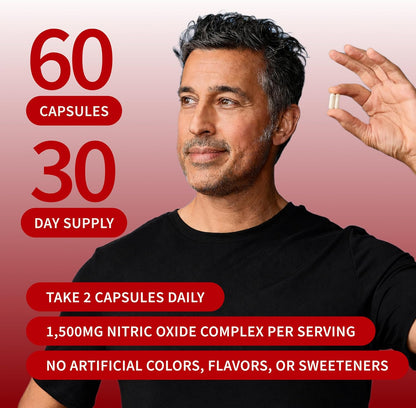 Snap Supplements Nitric Oxide Booster for Men & Women, 60 Vegan Capsules | Nitric Oxide Supplement, L-Citrulline + 3 Forms of L-Arginine for Stamina, Endurance & Circulation, Caffeine-Free Pre-Workout