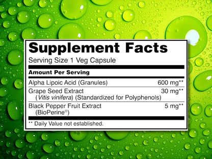 Nerve Support Supplement - Natural Vitamins with 600mg non-GMO ALA Alpha Lipoic Acid – Premium Nerve Support Supplement - Hands & Feet - Tingling, Numbness - NEW! 60-Day Supply