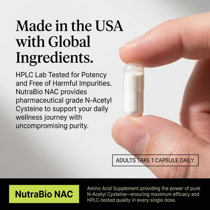 NutraBio N-Acetyl Cysteine Supplement (NAC) - 90 Capsules, 600mg Each - Powerful Anti-Oxidant - Immune Support - Boost Glutathione