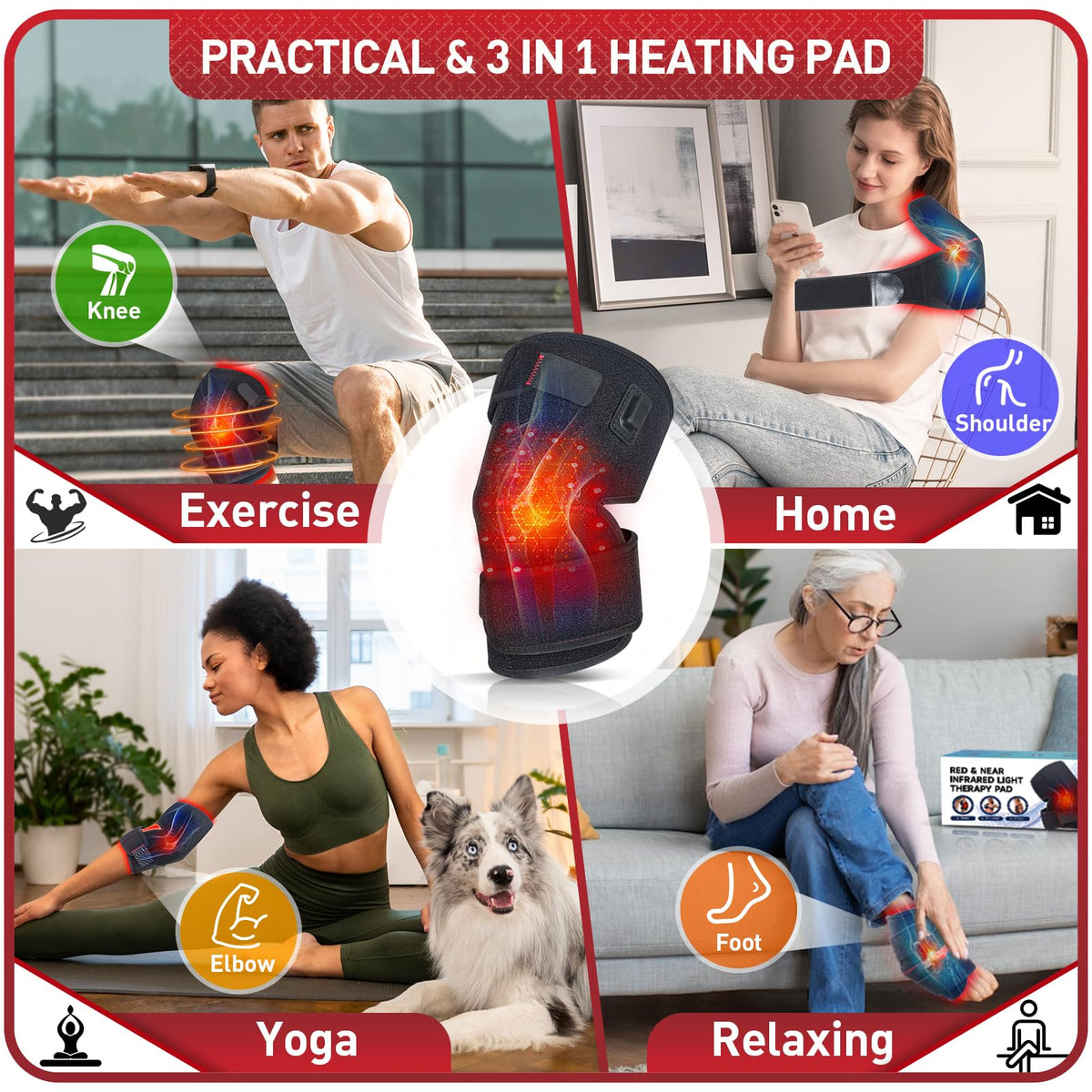 Red Light Therapy for Knee, 660nm Red Light and 850nm Near Infrared Light Therapy Device