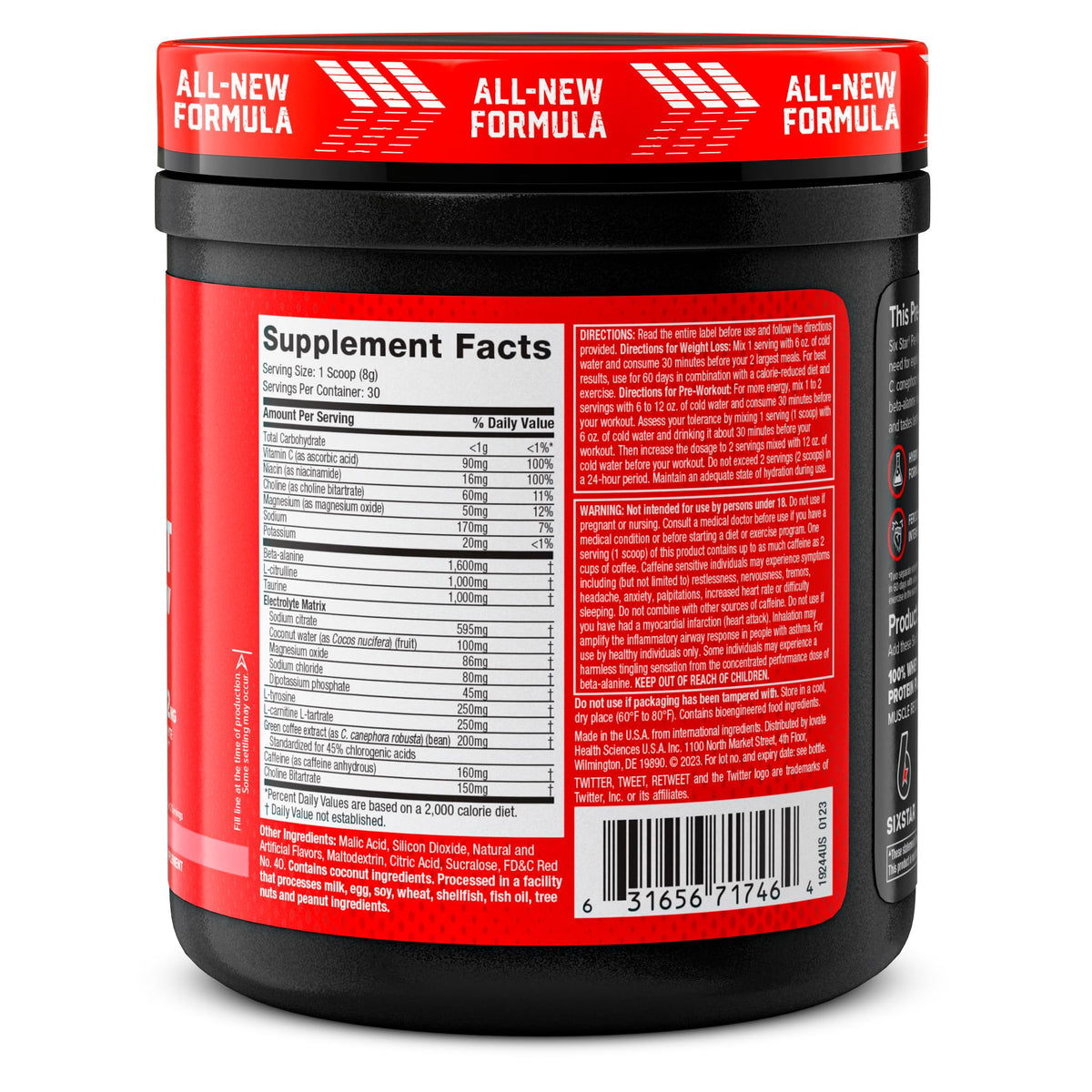 Six Star Pre-Workout Explosion Ripped 2.0 Watermelon - Endurance Powder with Caffeine