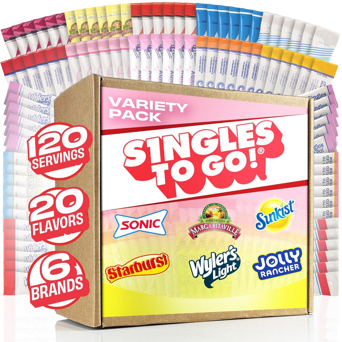 Singles To Go! 120ct Variety Pack - 20 Flavors Sugar Free Drink Mix Packets