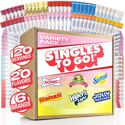 Singles To Go! 120ct Variety Pack - 20 Flavors Sugar Free Drink Mix Packets