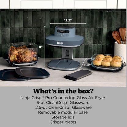 Ninja Crispi Pro Glass Air Fryer, 6-in-1, Cyberspace, AS101CY