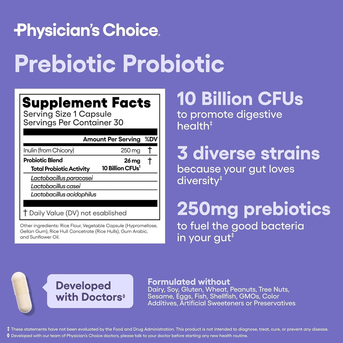 Physician's CHOICE Prebiotic-Probiotic + Digestive Multi-enzymes 60CT - Digestive Health Bundle