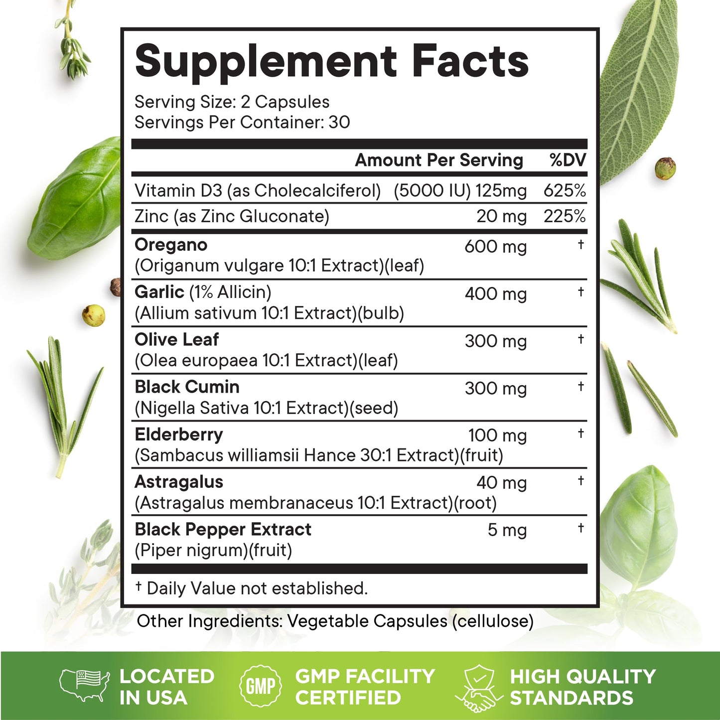 Superfood MD Oregano Oil Garlic Extract Olive Leaf Black Seed Oil Astragalus- for Women and Men- 60 Count