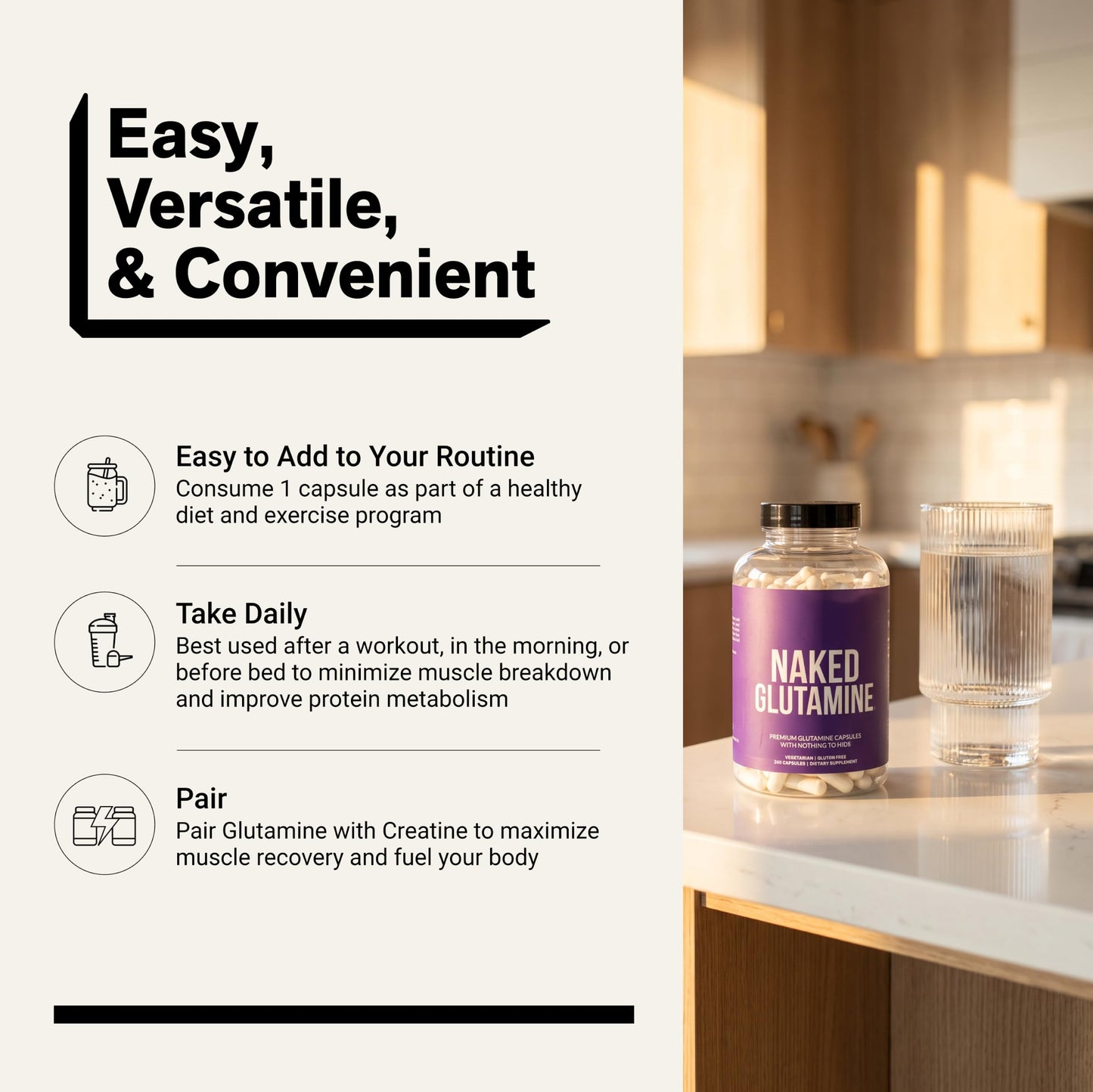 Pure L-Glutamine Made in the USA - 200 Servings - 1,000g, 2.2lb Bulk, Vegan, Non-GMO, Gluten and Soy Free. Minimize Muscle Breakdown & Improve Protein Synthesis. No Additives