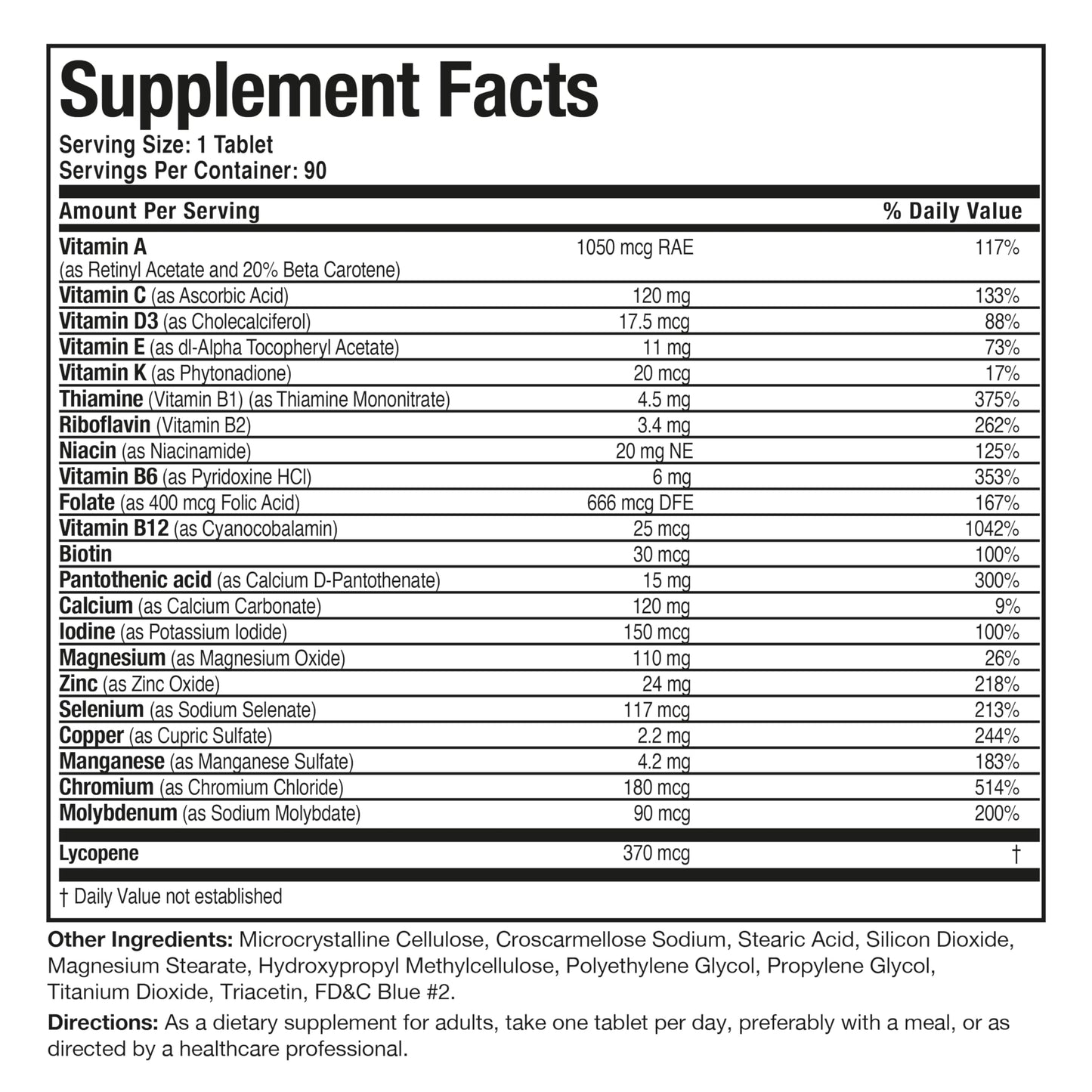 Bronson ONE Daily Mens 50+ Complete Multivitamin Multimineral, 180 Tablets | Once-Daily, Targeted Nutrition For Active Men Over 50, Non-GMO, Gluten-Free, Soy-Free