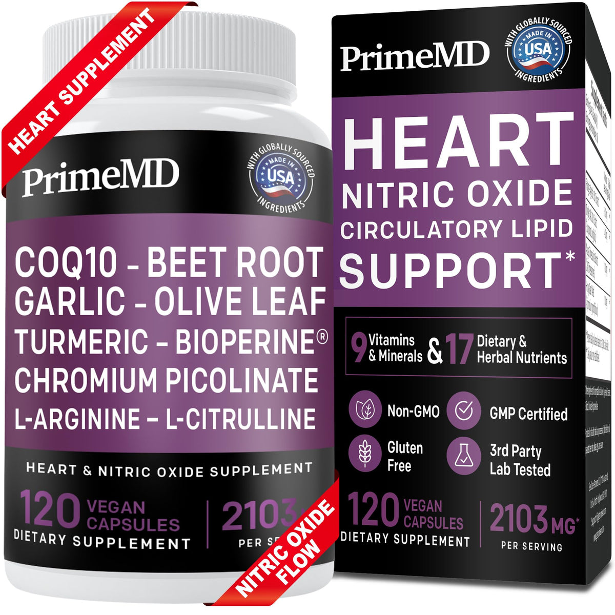 26-in-1 Nitric Oxide Supplement - Blood Pressure Supplements for Heart Health with Coq 10
