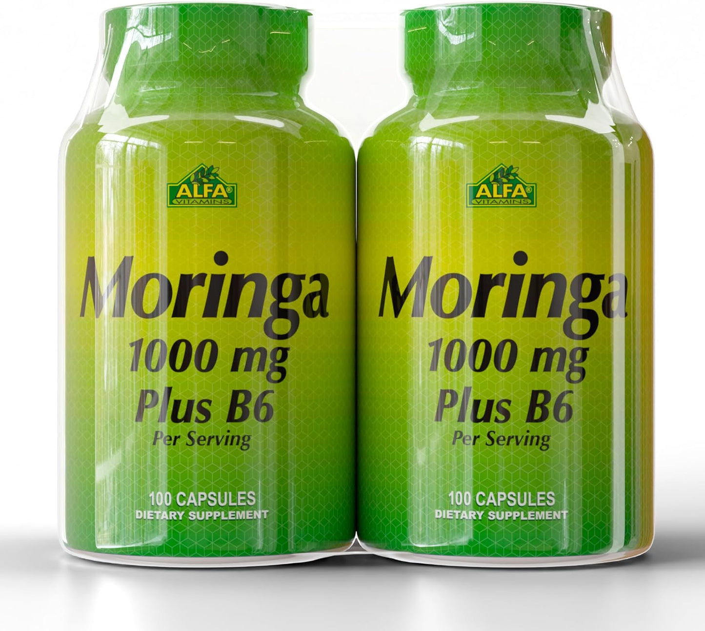 ALFA VITAMINS Moringa with Vitamin B6 Nutrient-Rich Superfood Supplement with Antioxidants & Essential B Vitamins – 100 Capsules (2-Pack)