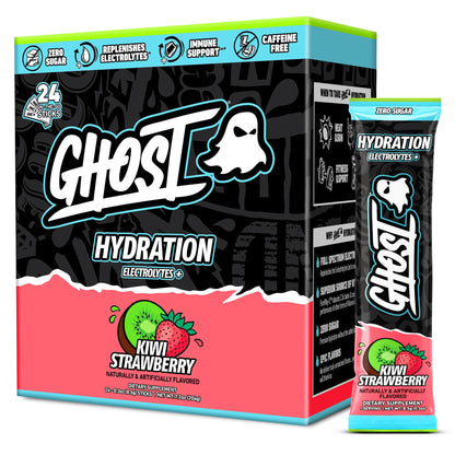 GHOST Hydration Sticks, Electrolyte Powder Packets, Sonic Cherry Limeade - 24 Sugar Free Instant Electrolyte Drink Mix - Caffeine-Free Daily Hydration & Immune Support with Clean Formula