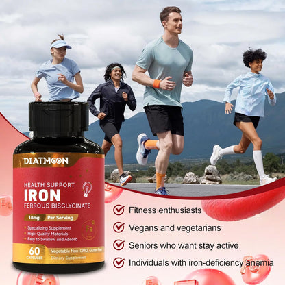 2 Pack Iron Supplement for Women & Men - Highly Absorbable Iron Bisglycinate Capsules for Adults,Vegan, Non-GMO, Gluten-Free, Supports Energy & Overall Wellbeing
