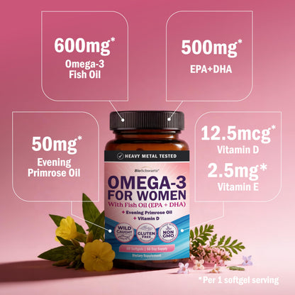 Triple Strength Omega 3 Fish Oil 3000mg for Women and Men, 90 Softgels