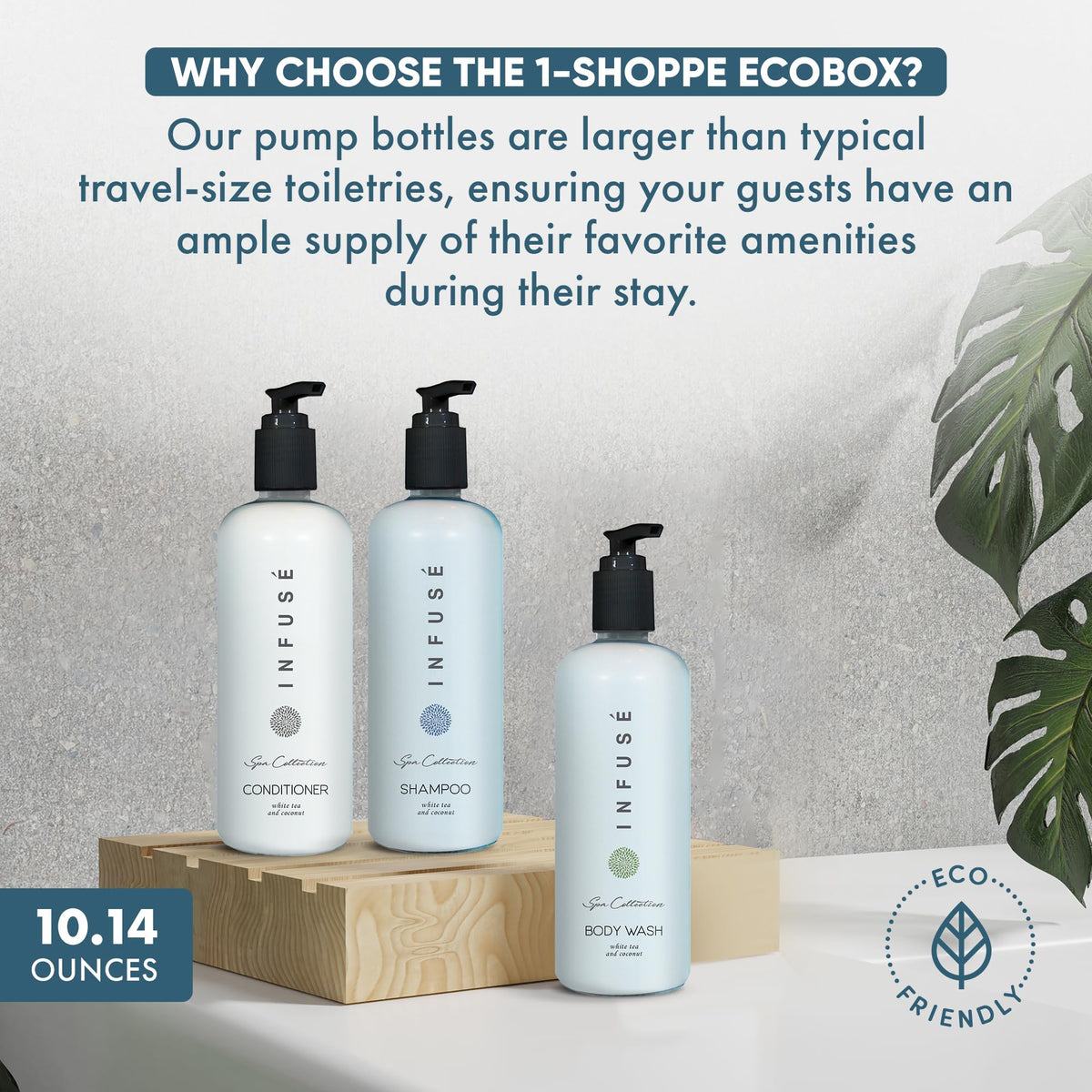 1-Shoppe Aquavera 15 Piece Ecobox All-In-Kit | White Tea and Coconut Soap | 6 Shampoo