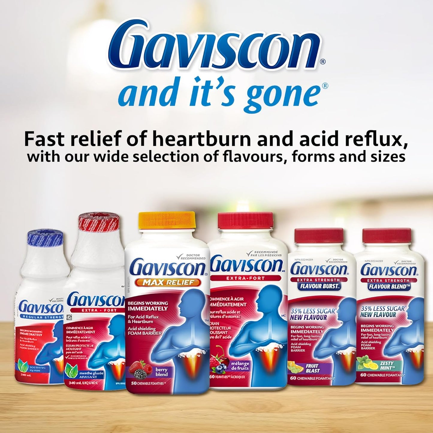 Gaviscon Regular Strength Fruit Antacid 100 Tablets