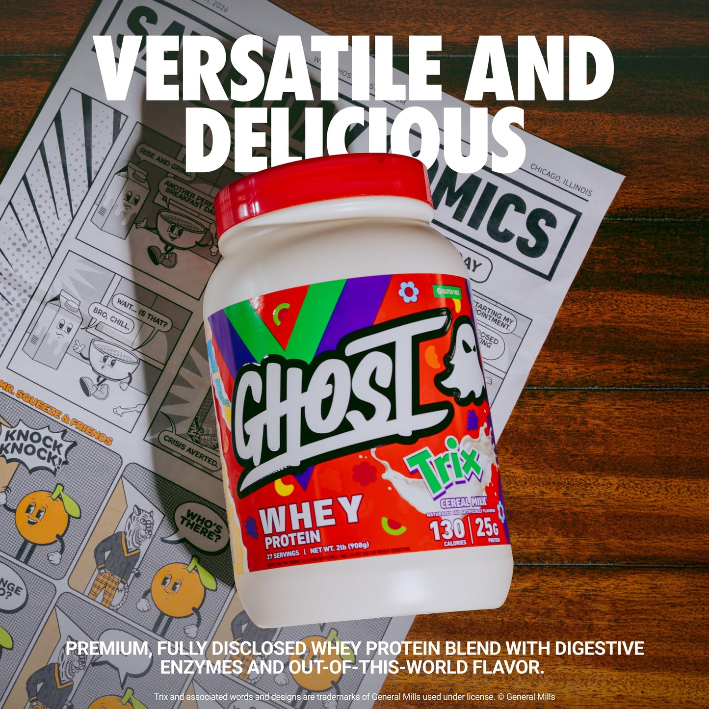 GHOST Whey Protein Powder, Cinnabon - 2LB, 25G of Protein - Cinnamon Roll Flavored Isolate, Concentrate & Hydrolyzed Whey Protein Blend - Post Workout Shakes - Soy & Gluten Free