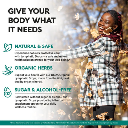 USDA Organic Lymphatic Drainage Supplement - Echinacea | Elderberry | Dandelion | Rosehip | Cleavers | Calendula | Burdock - Lab Tested - Lymph System Drops - Immune Support, Cleanse & Detox, 2 fl oz