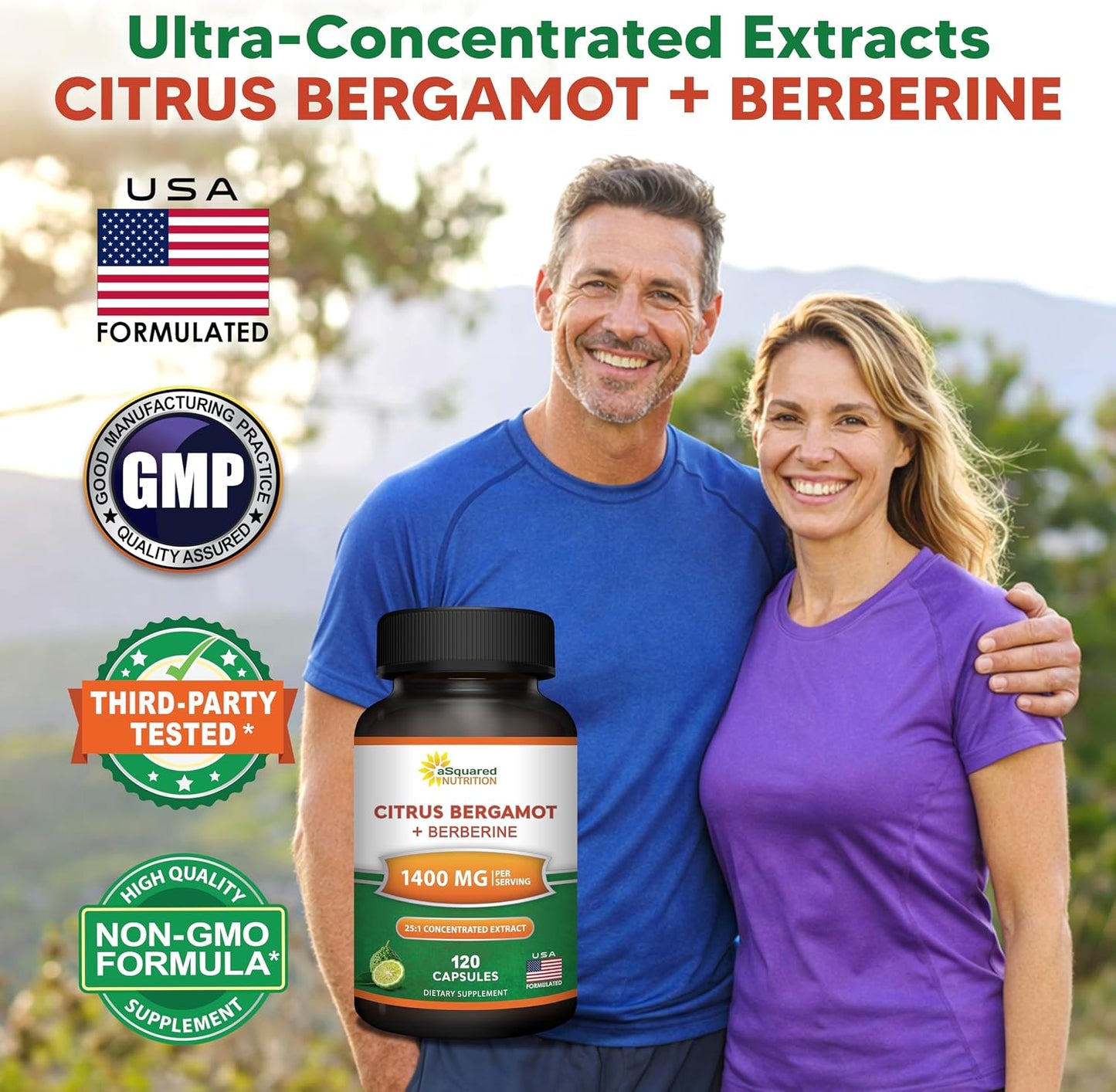 Citrus Bergamot with Berberine Supplement - 1400mg/Serving - 120 Capsules | Max Strength Citrus Bergamot Complex - Supports Cardiovascular Health - Pills Alternative to Gummies & Liquid Drops