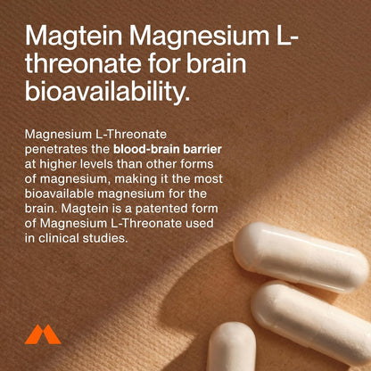 Momentous Magtein Magnesium L-Threonate - Brain & Rest Support Supplement - Boosts Cognitive Function & Sleep Quality - NSF Certified for Sport -145 mg - 30 Servings