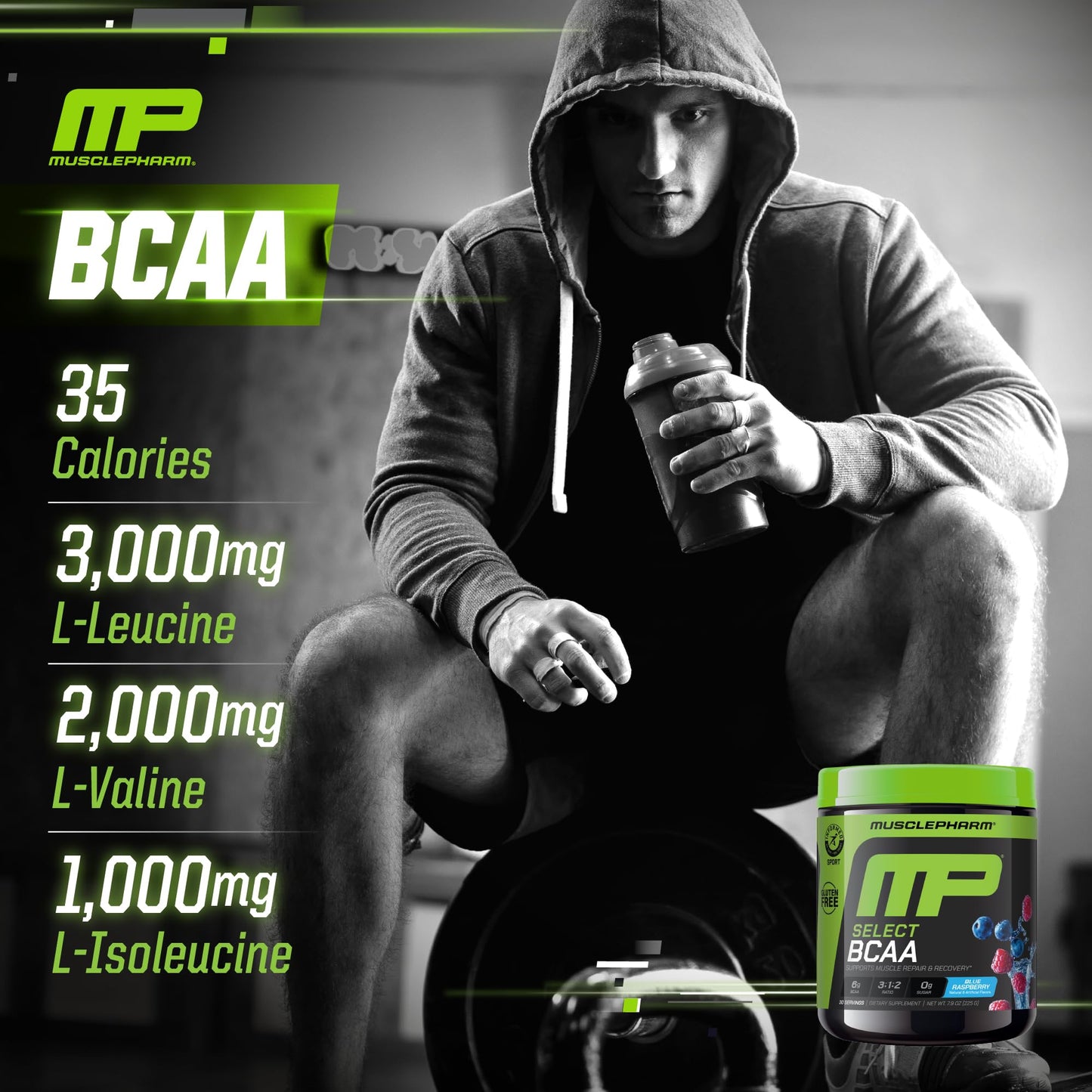 MusclePharm Essentials BCAA Powder, Pre & Post Workout Recovery Drink, Supports Muscle Recovery & Energy, Essential Amino Acids, 30 Serv, Fruit Punch