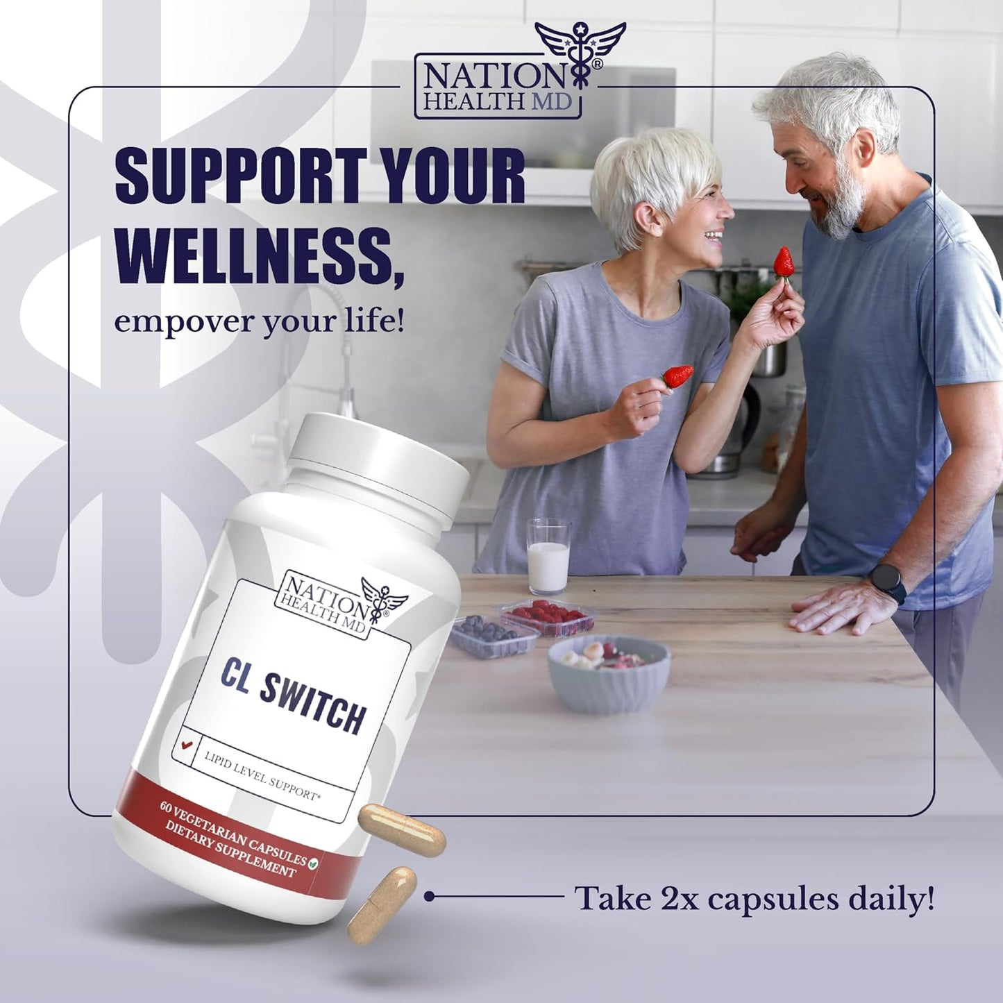 CL Switch | Citrus Bergamot Supplement for High Cholesterol Support | Lipid Level Support, 500 mg Citrus Bergamot Extract, 250 mg Berberine, Red Yeast Rice, 30 Days Supply, 60 Capsule