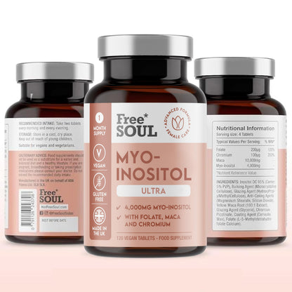 Free Soul Myo-Inositol Ultra Supplement with 4,000mg Myo-Inositol, 200ug Folate, 100ug