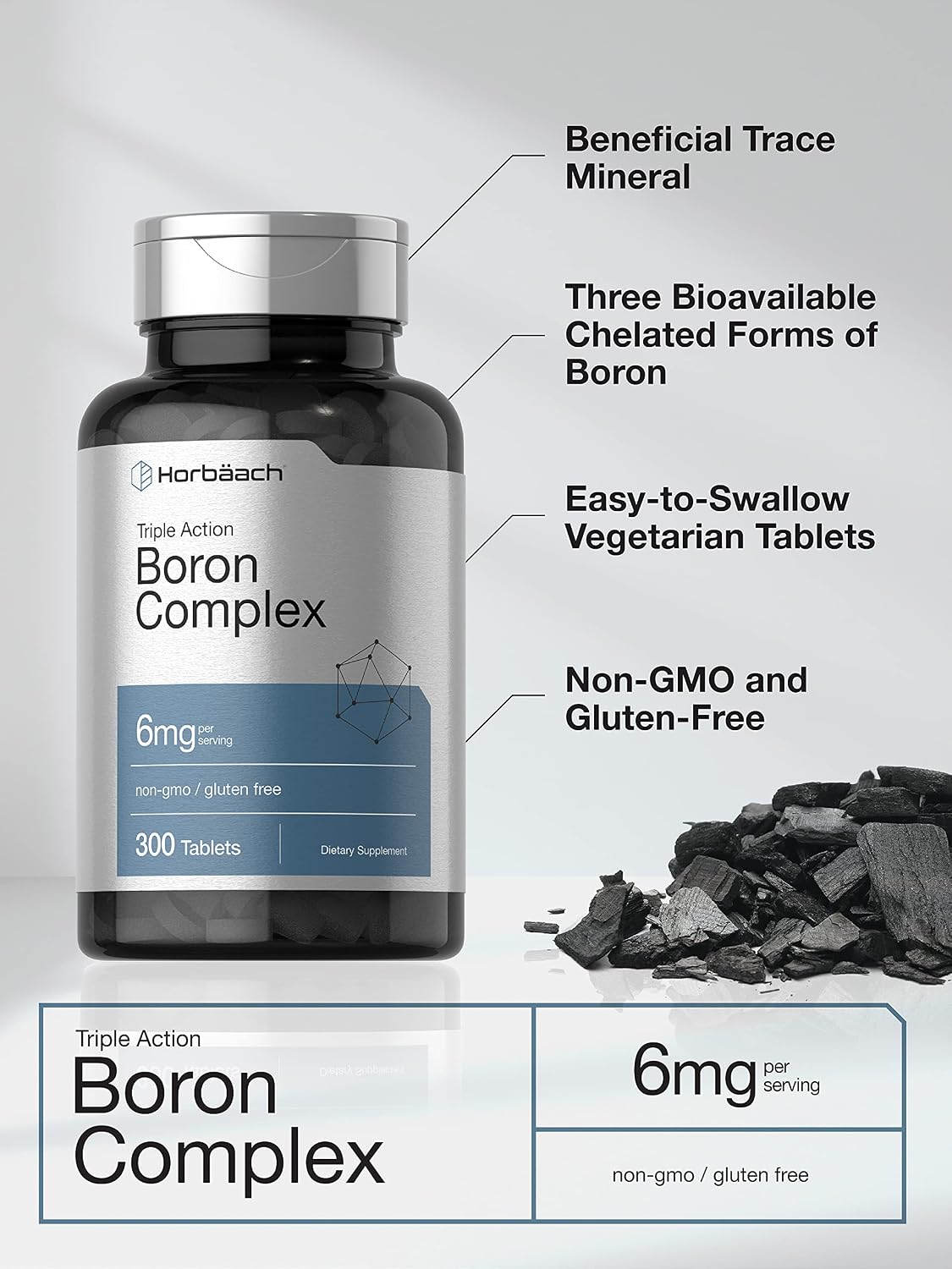 Horbäach Triple Boron Complex 6 mg Supplement | 300 Tablets