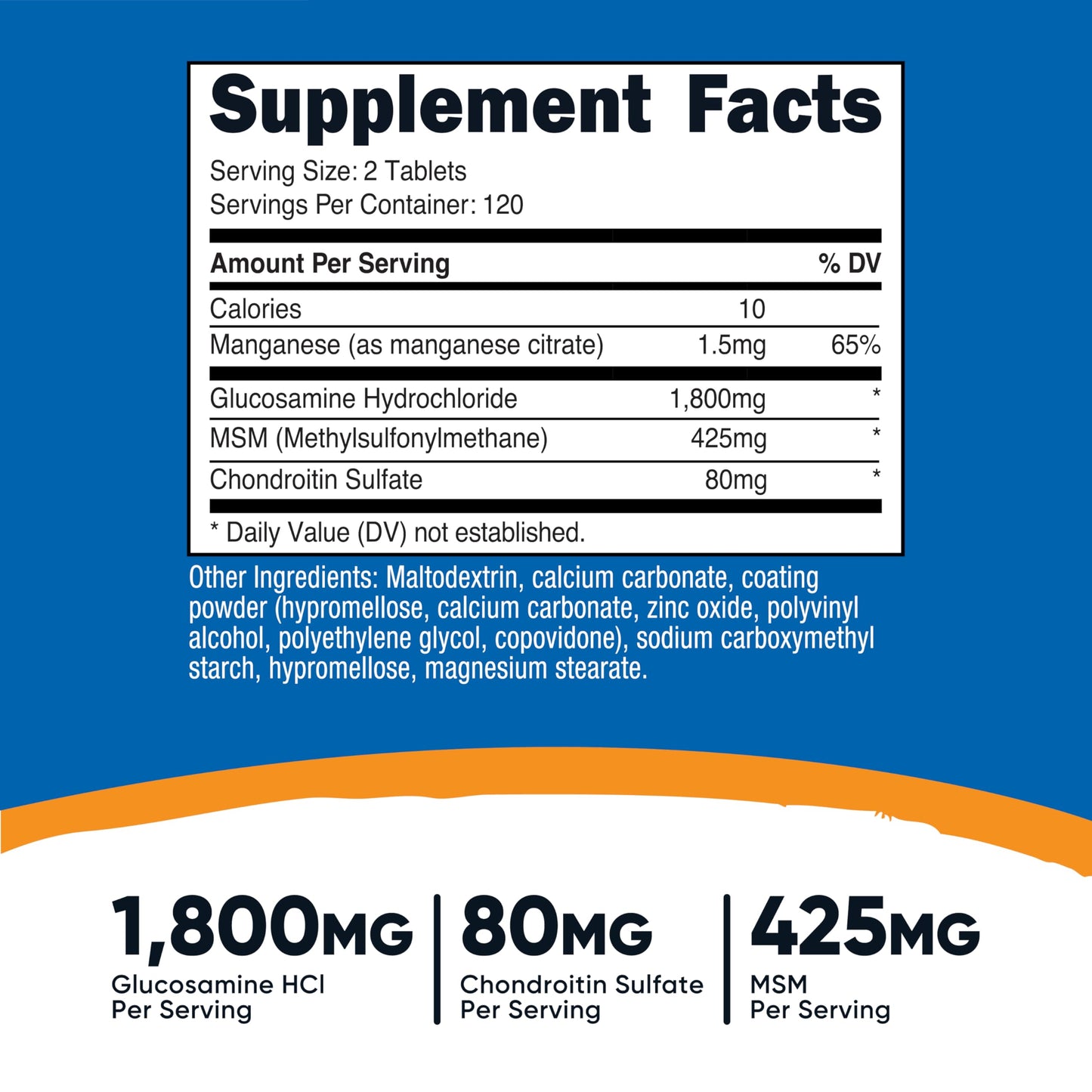 Nutricost Glucosamine 1800mg with Chondroitin & MSM, 240 Tablets, 120 Servings