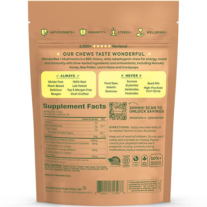 Plant People WonderBee Super Mushroom Manuka Honey Chews 30ct