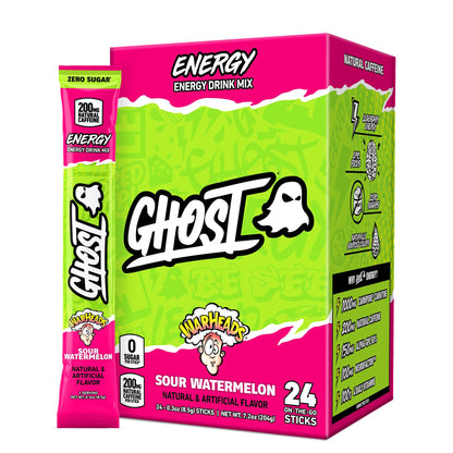 GHOST Sugar-Free Energy Drink Packets, Welch's Grape - 200mg of Natural Caffeine, Daily Vitamins & More, No Artificial Colors - Pre-Workout Energy Drink Mix - 24 On The Go Sticks