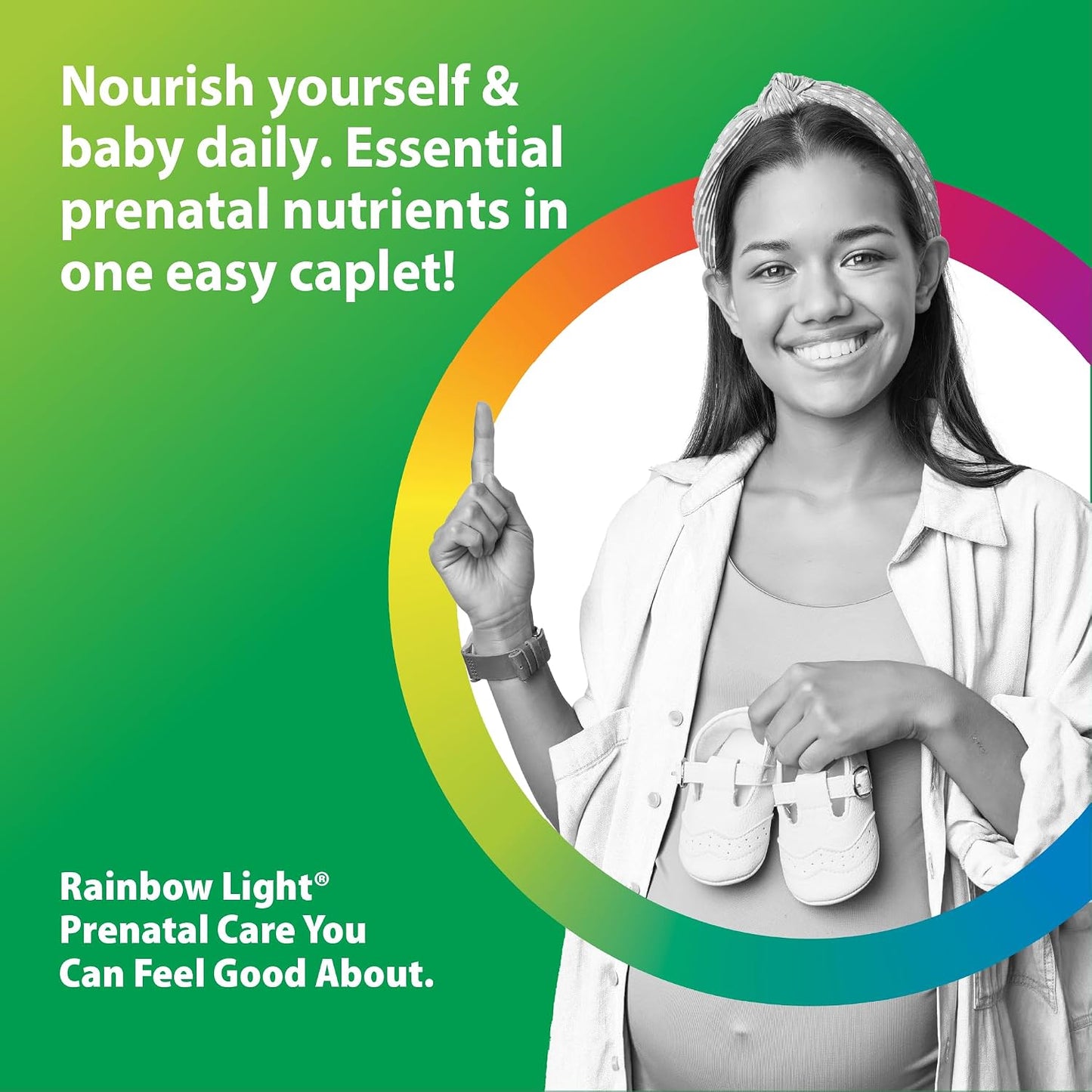 Rainbow Light Prenatal Multivitamin One + for Women with Probiotics | 150 Caplets | Essential Nutrition for Mom & Baby | with Vitamins C & D, Folate, Choline, Iron and More