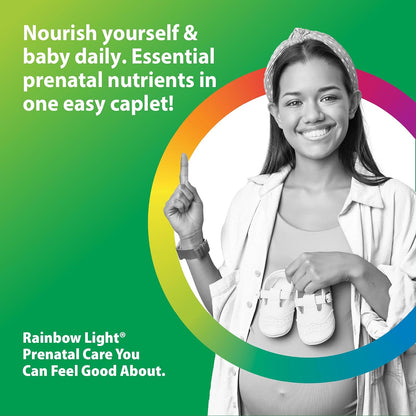 Rainbow Light Prenatal Multivitamin One + for Women with Probiotics | 150 Caplets | Essential Nutrition for Mom & Baby | with Vitamins C & D, Folate, Choline, Iron and More