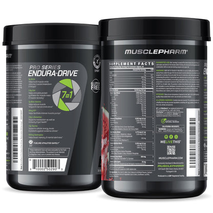 MusclePharm Pro Series ENDURA-DRIVE Pro-Grade Amino Acids Complex with Nootropics | Stim Free Intra Workout & Pre Workout Powder for Endurance & Recovery | Strawberry Watermelon, 1.6 lbs, 30 Servings