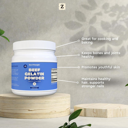 Zen Principle® Collagen + Gelatin Bundle – Support Healthy Joints, Glowing Skin & Strong Hair. Grass Fed, Pasture Raised, Unflavored Protein Powder for Bone, Tendon & Muscle Recovery